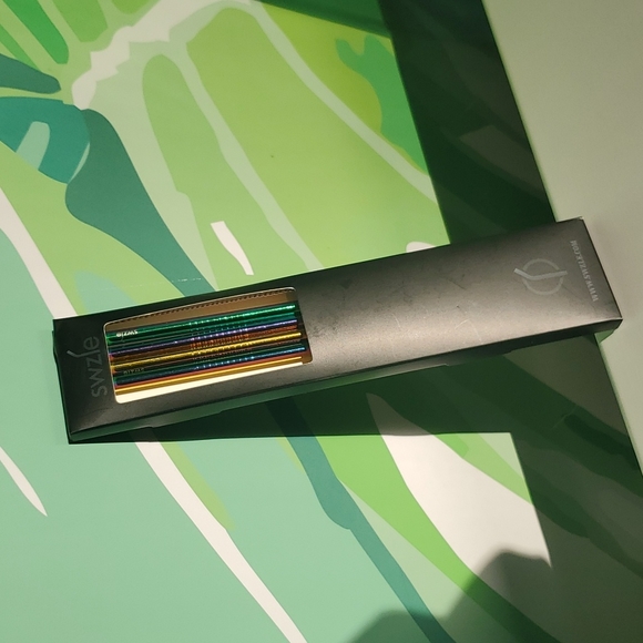 SWZLE Stainless Metal Reusable Rainbow Color Straw Set 4 + Cleaning Brush NIB - Picture 3 of 3